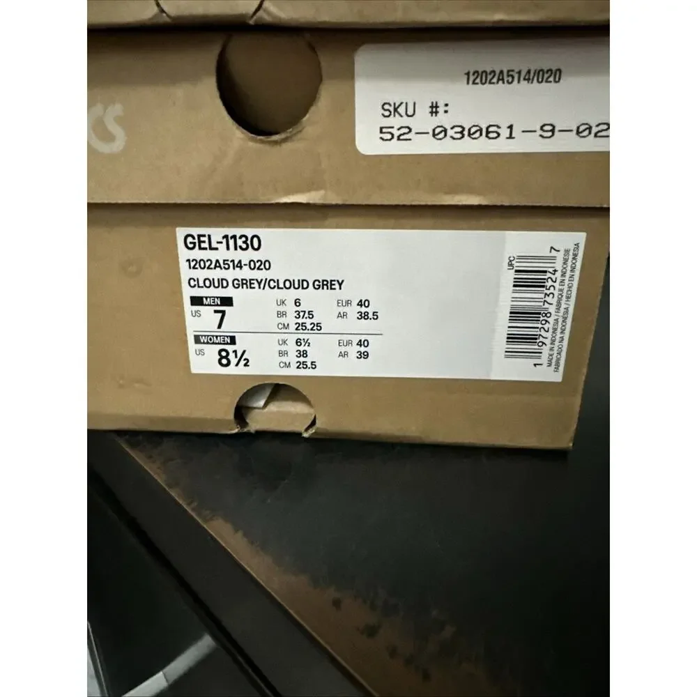 New Women's Size 8.5 Asics Gel-1130 Cloud Grey Running Shoes 1202A514-020